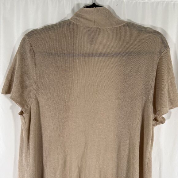 Chico's Cardigan Women's 2 Large Brown Knit Lightweight Short Sleeve Open Front - Picture 9 of 10